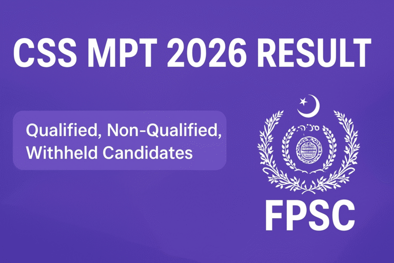 CSS MPT 2026 result announced graphic with bold text and call-to-action to check status